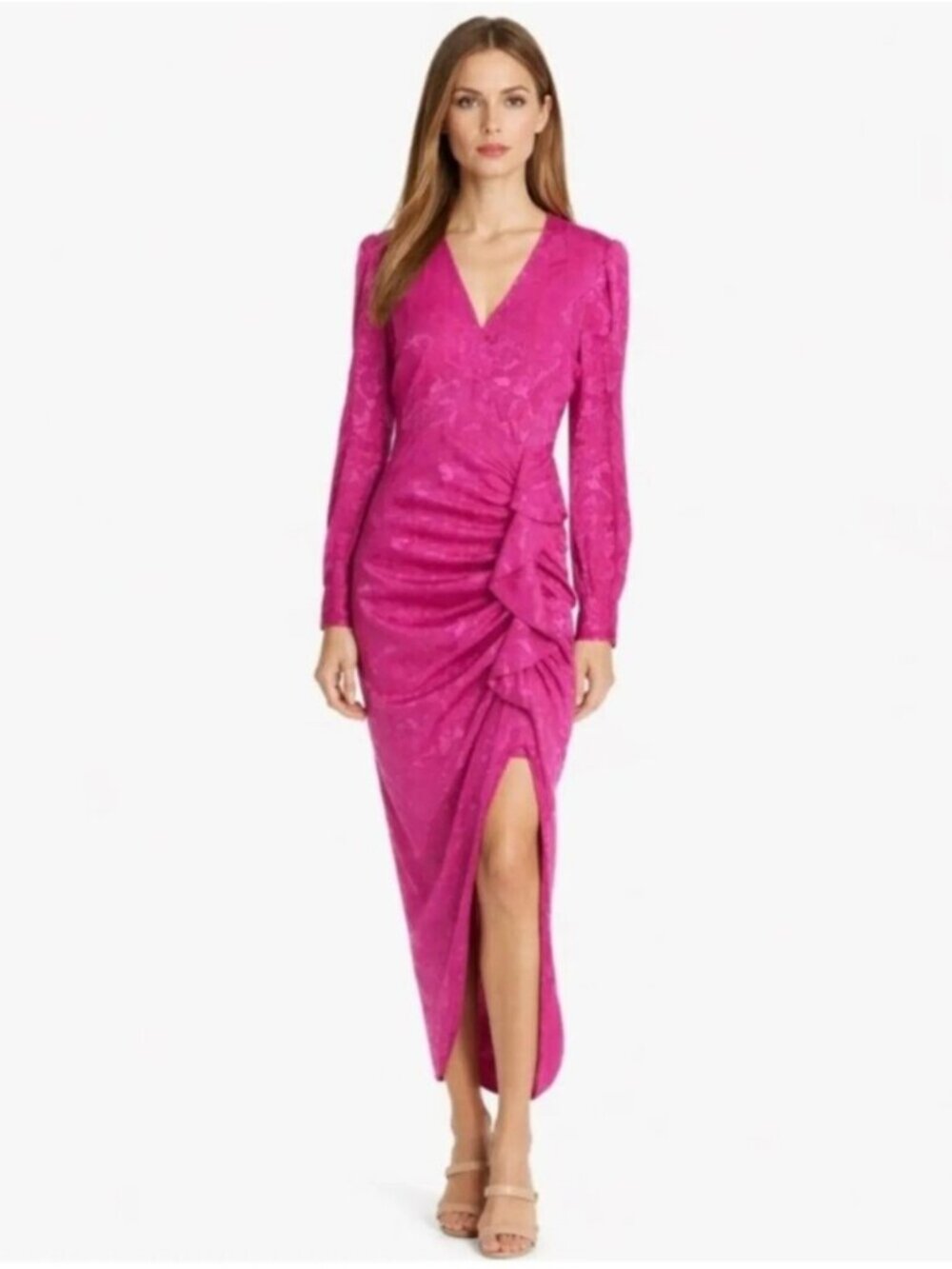 NWT Veronica Beard Weiss Side Ruffle Long Sleeve Silk Blend Dress